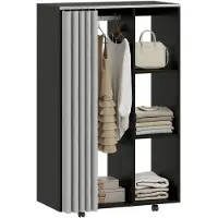 HOMCOM Kledingrek op wielen - Hout - 80x40x128cm - Walnoot