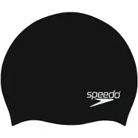 Speedo Junior Plain Molded Silikon Badekappe, Schwarz