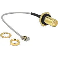 DeLOCK MHF I LK (v) - RP-SMA (v) kabel met afdichtring - Micro Coax (1,13 mm) - 50 Ohm / grijs - 0,10 meter