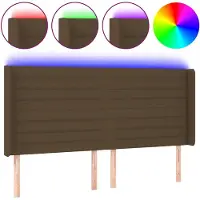 vidaXL Hoofdbord LED 163x16x118/128 cm stof donkerbruin