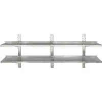 HCB - Professionele Wandschap van metaal - Dubbel wandschap - RVS / INOX - Muurplank - wandplank - Horeca - 30x200x3 cm (DxBxH) - 15 kg - 8291