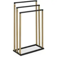 Idimex Handdoekhouder KUNO met 3 stangen, zwart/goud