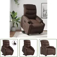 The Living Store Elektrisch Bediening - Stoel - Sta-op-fauteuil verstelbaar kunstleer bruin - Sta Op Fauteuil - Zitcomfort - Bruine Fauteuil