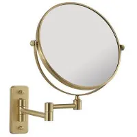Gedy Gaia Wandgemonteerde scheerspiegel, Ø18cm, dubbelzijdig, mat goud