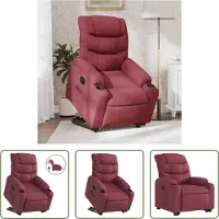 The Living Store De Living Store relaxfauteuil met opstahkhulp, elektrisch, wijnrood, gestoffeerd
