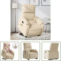 The Living Store Massageruimte - Stapstoel - Sta-op-massagestoel verstelbaar microvezelstof crèmekleurig - Ergonomisch Ontwerp - Luxe Stoel - Relaxfauteuil