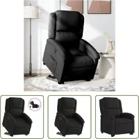 The Living Store De Living Store relaxfauteuil met opstahkhulp, elektrisch, zwart, met stoffen bekleding
