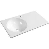 Hak Juno Kunstmarmeren wastafel 80x47cm, wit, links