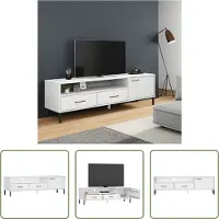 The Living Store Tv-meubel met metalen poten OSLO massief grenenhout wit - TV-meubel - Salontafel - Hout Meubilair - Grenenhout Meubilair - Witte Meubels