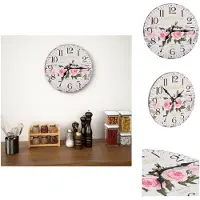 vidaXL Wandklok - Wandklokken - Analoge Klok - Analoge Klokken - Wandklok vintage stijl 30 cm bloemen