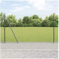 vidaXL Hekpaal met betonnen voet 13 st Grijs Gepoedercoat staal