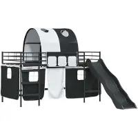 vidaXL Bunkbed voor kinderen met gordijnen Zwart 80 x 200 cm Metaal
