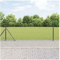 vidaXL Hekpaal met betonnen voet 13 st Grijs Gepoedercoat staal