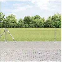 vidaXL Hekpaal met betonnen voet 52 st zilver Gepoedercoat staal