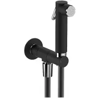 Hak Sapho wanddouche met handdouche en veiligheidsslot, rond, mat zwart