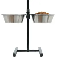Zolux voerstandaard voerbak / waterbak verstelbaar rvs 2x2,5 ltr 24,5 cm 53,5x51x2