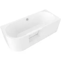 Hak Portas R-vormig asymmetrisch bad met deur, 180x75x60cm, wit
