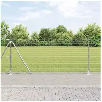 vidaXL Hekpaal met betonnen voet 13 st zilver Gepoedercoat staal