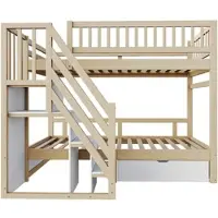 STILVORA Stapelbed 90x200 cm – Met Opbergtrap En Hoge Veiligheidshekken – Met Bedlade En Lattenbodems – Voor Kinderkamer – Hout Wit