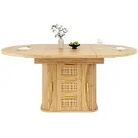 MODFU Uitschuifbare Eettafel - Opbergruimte - MDF - Naturel Hout