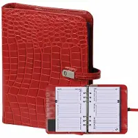 Kalpa 1011-11 hervulbare A5 6 Ringband Planner Croco Rood 1 week per 2 paginas 2026-2027-2028