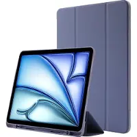 Mobigear Tablethoes geschikt voor Apple iPad Air 11 Inch (2024) Hoes | Tri-Fold Gel Bookcase + Stylus Houder - Paars