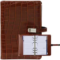 Kalpa 1111-10 hervulbare Personal 6 Ringband Organizer Croco Cognac 1 week per 2 paginas 2026-2027-2028