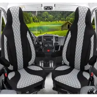 BREMER SITZBEZÜGE Premium Camper stoelhoezen voor Challenger WPL401 in Zwart/Grijs (2 losse stoelen)