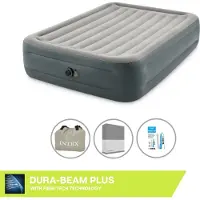 Intex Luchtbed - 2-Persoons - 152 x 203 x 46 cm - Grijs - Inclusief pomp - Hoeslaken en Reparatieset