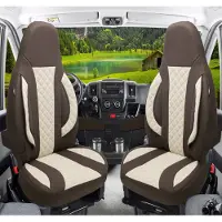 BREMER SITZBEZÜGE Premium Camper stoelhoezen voor Malibu WPL411 in Bruin/Beige (2 losse stoelen)