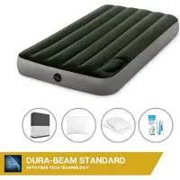Intex luchtbedset - 1-Persoons - 99 x 191 x 25 cm - Groen - Met ingebouwde voetpomp + Accessoires