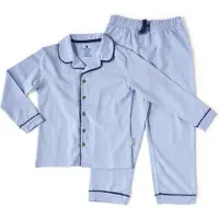Little label pyjama blauw Meisjes Stretchkatoen Klassieke kraag Effen - maat 122/128