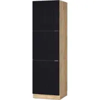 Vicco Hoge kast Fame-Line, Zwart gestreept/Goudkleurig Eiken, 60 cm