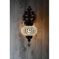 Halay Oosterse wandlamp – Handgemaakte mozaïeklamp uit Turkije – Diameter 12 cm, hoogte 28 cm – Authentiek en decoratief