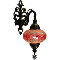 Halay Oosterse wandlamp – Handgemaakte mozaïeklamp van Turks glas – Ø 15 cm, hoogte 28 cm, inclusief E14 LED-lamp