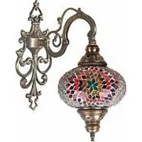 Halay Oosterse wandlamp – Handgemaakte mozaïeklamp uit Turkije – Diameter 20 cm, hoogte 28 cm, inclusief E14 LED-lamp