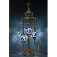 Halay Turkse vloerlamp met 3 blauwe mozaïekbollen – Handgemaakte, oosterse lamp voor sfeervol licht