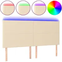 vidaXL Hoofdbord LED 180x5x118/128 cm stof crèmekleurig