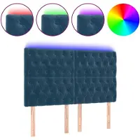 vidaXL Hoofdbord LED 160x7x118/128 cm fluweel donkerblauw