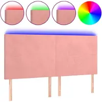 vidaXL Hoofdbord LED 200x5x118/128 cm fluweel roze