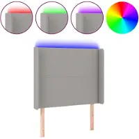 vidaXL Hoofdbord LED 103x16x118/128 cm stof lichtgrijs