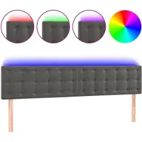 vidaXL Hoofdbord LED 200x5x78/88 cm fluweel donkergrijs