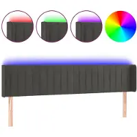 vidaXL Hoofdbord LED 203x16x78/88 cm fluweel donkergrijs