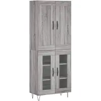 vidaXL Hoge kast 69,5x34x180 cm bewerkt hout grijs sonoma eikenkleurig