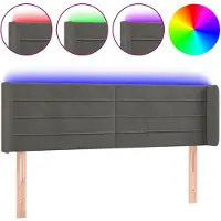 vidaXL Hoofdbord LED 147x16x78/88 cm fluweel donkergrijs