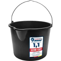 Garronda 3x 20L Robuuste met Uitloop - Bouwemmer van Slijtvast - PE met Metalen Handvat – Zwart - GD-GRE-BB