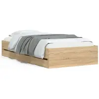 vidaXL Bedframe met lades bewerkt hout sonoma eikenkleurig 75x190 cm