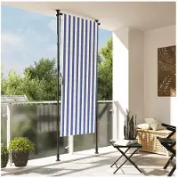 vidaXL Rolgordijn voor buiten 100x270 cm stof en staal blauw en wit