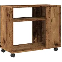 vidaXL Bijzettafel met wieltjes 70x35x60 cm bewerkt hout oud houtkleur