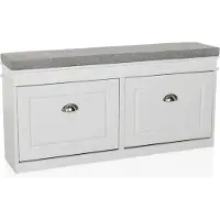Hjh LIVING Schoenenkast / bank ESTHA I 104x24x47,5 cm 2 schoenkleppen wit/grijs